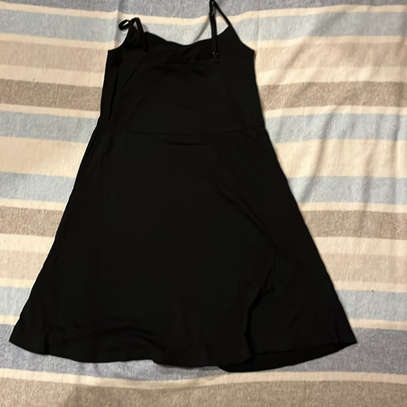 Loft Black adjustable XS Spaghetti Strap Dress w/ ruffle - Picture 1 of 10